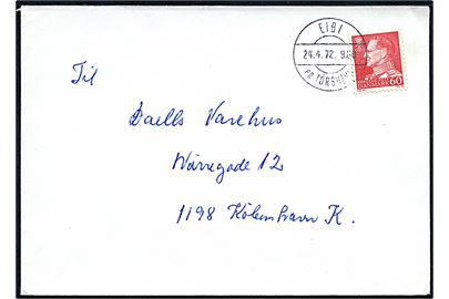 60 øre Fr. IX på brev annulleret med pr.-stempel Eidi pr. Tórshavn d. 24.4.1972 til København.