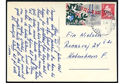 30 øre Fr. IX og Julemærke 1961 på tegnet færøsk julekort annulleret med klipfiskstempel i Klaksvig Færøerne d. 19.12.1961 til København.