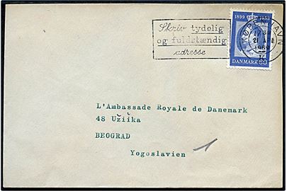 60 øre Fr. IX 60 år single på brev fra København d. 21.4.1959 til den danske ambassade i Beograd, Jugoslavien.