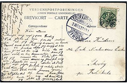5 øre Chr. IX på brevkort annulleret med stjernestempel VILDBJERG og sidestemplet bureau Fredericia - Struer T.1190 d. 2.10.1906 til Troldhede.