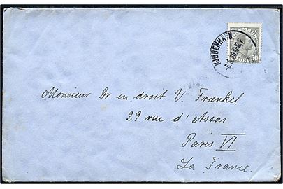 50 øre Chr. X single på brev fra Kjøbenhavn d. 6.5.1926 til Paris, Frankrig.