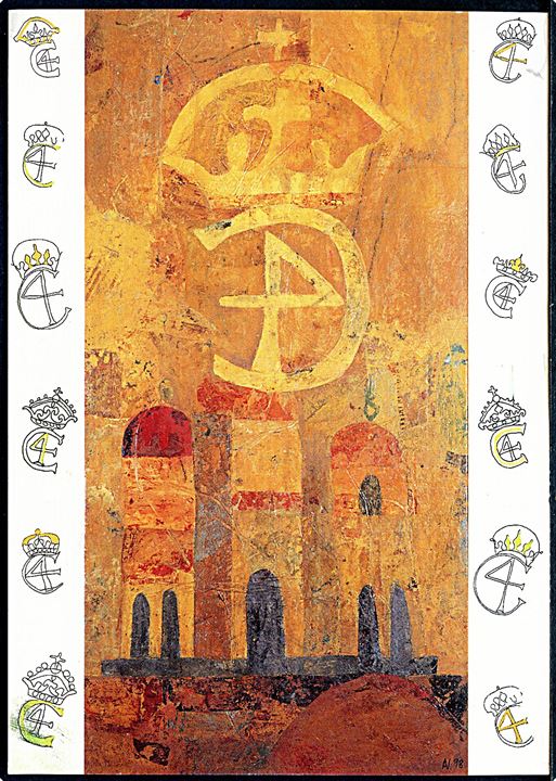 4 kr. illustreret helsagsbrevkort (Anne Vilsbøll: En hilsen fra en konge) annulleret med TMS 375 år POST/Østjyllands Postcenter d. 30.12.1999 til Viborg.