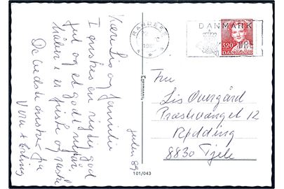 3,20 kr. Margrethe på julekort annulleret med frankostempel uden valør i Randers d. 17.12.1989 til Tjele. Stempel benyttet som reservestempel i juleperioden.