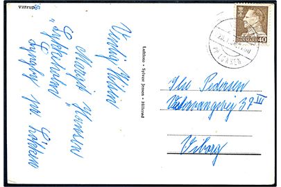 40 øre Fr. IX på brevkort (Luftfoto af Vittrup) annulleret med pr.stempel Vittrup pr. Løkken d. 28.1.1966 til Viborg.