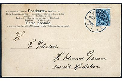 4 øre helsagsafklip på lokalt brevkort fra Hørsholm d. 22.10.1907 til Usserød pr. Hørsholm.