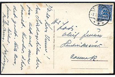 20 pfg. Fælles udg. på brevkort annulleret med svagt stempel i Tingleff d. 7.3.1920 til Frederikssund, Danmark.