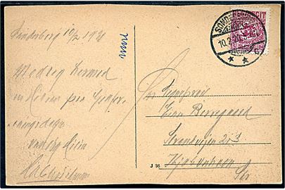 15 pfg. Fælles udg. på brevkort fra Sonderburg d. 10.2.1920 til Kjøbenhavn.
