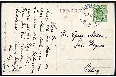 5 øre Chr. X på brevkort (Anderstrup) annulleret med brotype IIIb Lyngby Østjyll. d. 26.2.1917 til Viborg.