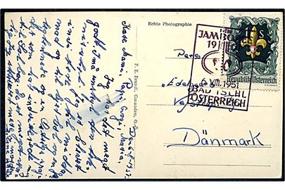1 s. Spejder udg. på brevkort annulleret med spejder stempel Jamboree 1951 Bad Ischl d. 6.7.1951 til Vejstrup, Danmark. Meddelelse skrevet af dansk deltager.