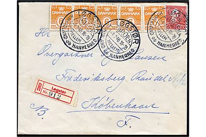 6 øre Bølgelinie (5) og 20 øre Chr. X på anbefalet brev fra Løgstør d. 4.2.1946 til København.