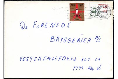 2 kr. Storm P. og 1982/1978 Julemærke provisorium på lokalbrev i København d. 15.12.1982.