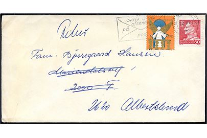 60 øre Fr. IX og Julemærke 1970 på brev sendt lokalt i København d. 22.12.1970. Retur som ubekendt til Albertslund.
