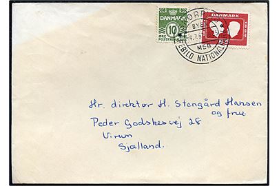 10 øre Bølgelinie og 50 øre Margrethe bryllup på brev fra Skørping d. 4.7.1967 til Virum. Sendt fra spejder i DDP 1 Virum Trop, Furesø Div. Lejrplads Hanebakkerne, Skørping. 