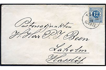 12 öre Ringtype på brev fra Tanem d. 24.12.1874 til Laholm.