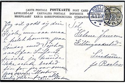 3 øre Bølgelinie annulleret med Stjernestempel JUNGET og sidestempel Roslev d. 6.6.1911 sendt til Roslev.