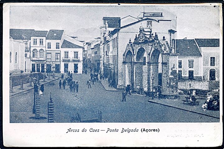 1 c. og 2 c. Acores provisorisk lokal udg. på brevkort fra Ponta Delgada d. 11.12.1919 til Plymouth, England.