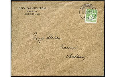 7 øre Bølgelinie på tryksag fra Aggersund annulleret brotype IIIb Aggersund n.S. d. 27.6.1927 til Aalborg.
