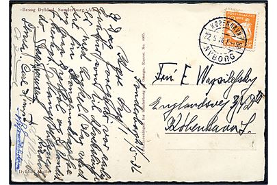 10 øre H. C. Andersen udg. på brevkort fra Sønderborg annulleret med bureaustempel København - Nyborg T.55 d. 22.5.1936 til København.