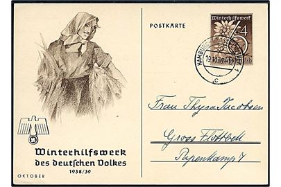 6+4 pfg. illustreret Winterhilfswerk - Oktober - helsagsbrevkort fra Hamburg d. 19.11.1938 til Gross Flottbek. Uden meddelelse.