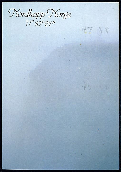 4 kr. på brevkort (Nordkap i tåge) annulleret med særstempel Nordkapp d. 28.8.1989 og sidestemplet d. 25.8.1989 til Glamsbjerg, Danmark.