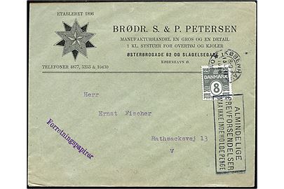 8 øre Bølgelinie single på lokal forretningspapirer i København d. 15.2.1928.