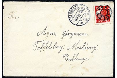15 øre Karavel på brev annulleret med udslebet stjernestempel ØRSLEV (type I) og sidestemplet Slagelse d. 8.11.1932 til Ballerup.
