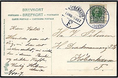 5 øre Fr. VIII på brevkort (Hareskov Pavillonen) annulleret med bureaustempel Kjøbenhavn - Slangerup T.10 d. 2.10.1907 til København.