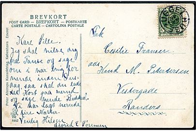 5 øre Fr. VIII på brevkort annulleret med stjernestempel UGGELHUSE til Randers.