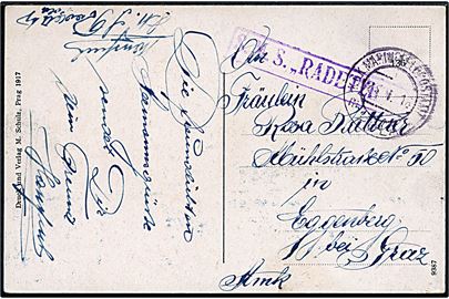 Ufrankeret marine-feltpostkort (Pola) stemplet K.u.K. Marinefeldpostamt Pola d. 23.1.1918 til Graz, Østrig. Rammestempel: S.M.S. Radetzky (= østrig-ungarsk panserskib).