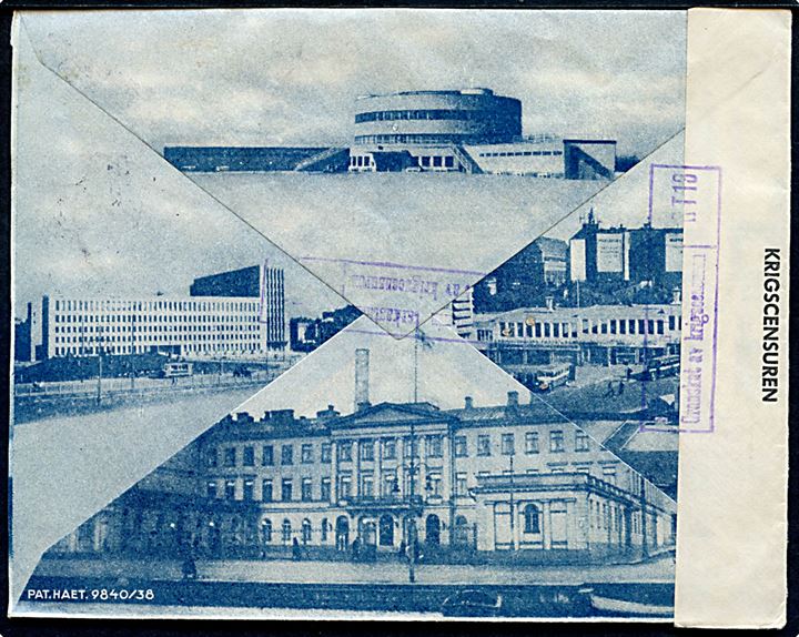 2 mk. Fosterlandet (3) på illustreret Olympia Helsinki 1940 kuvert fra Rovaniemi i Lapland d. 9.4.1940 til Malmö, Sverige. Åbnet af finsk censur.