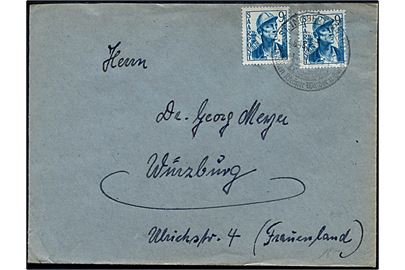 9 fr. (2) på brev fra St. Ingbert d. 4.8.1948 til Würzburg.