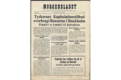 Morgenbladet, 1. Aargang no. 141 d. 2.5.1945. Illegalt blad på 4 sider i ca. A4 format.