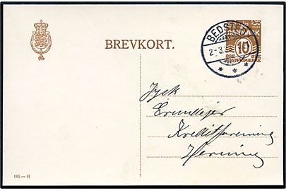10 øre helsagsbrevkort (fabr. 105-H) annulleret med brotype Ic Bedsted d. 2.3.1933 til Herning.