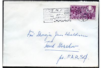 35 øre Georg Carstensen på brev annulleret med TMS FDF Landsorkesterstævne 27. Juni - 5. Juli 1964 Aalborg / Ålborg *3* d. 2.7.1964 til Farsø. 
