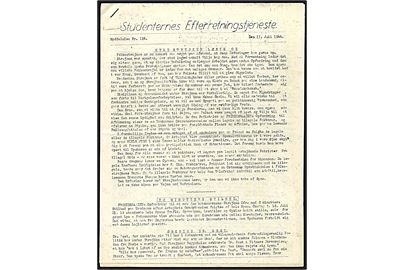 Studenternes Efterretningstjeneste. Meddelelse Nr. 124 d. 17.7.1944. 6 sider.