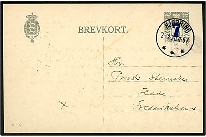 7/3 øre provisorisk helsagsbrevkort (fabr. 45-C) med meddelelse fra Vendsyssel Garderforening sendt som tryksag med brotype IIIb Hjørring *** d. 3.2.1920 til Flade pr. Frederikshavn.