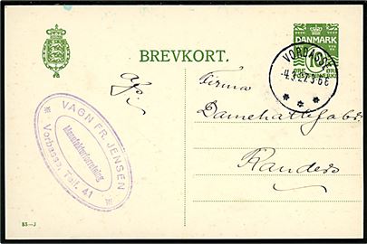 10 øre helsagsbrevkort (fabr. 83-J) annulleret med brotype IIIb Vorbasse d. 4.3.1927 til Randers.