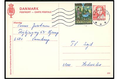2,80 kr. helsagsbrevkort (fabr. 223) med Julemærke 1986 fra Vamdrup d. 22.12.1986 til Holstebro.