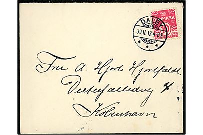 10 øre Bølgelinie på brev annulleret med brotype Ia Dalby d. 30.11.1912 til København.