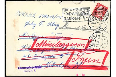 60 øre Fr. IX på brev fra København d. 5.7.1967 til sømand ombord på minelæggeren Fyen via Købmagergades Postkontor. Eftersendt og forespurgt flere gange. Urent åbnet i toppen.