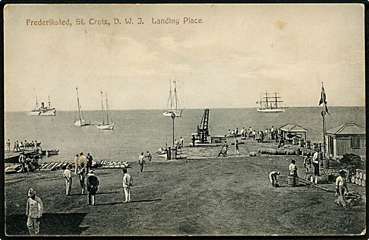 D.V.I., St. Croix, Frederiksted, Landing Place med skibe. B. D. Benjamin u/no. Kvalitet 7