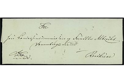 1836. Tjenestebrev med fuldt indhold dateret i Sorø d. 6.3.1836 til Forvalter Albrecht, Dannebrogsmand, Roskilde. 