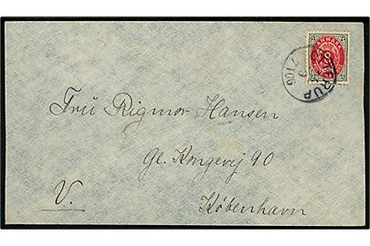 8 øre Tofarvet på brev annulleret med lapidar Otterup d. 23.9.1899 til København.