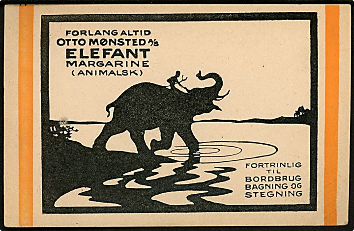 10 øre Chr. X Postjubilæum (kort hj. tak) på Otto Mønsted reklame-postkort annulleret med sjældent bureaustempel Hjørring - Hørby T.127 d. 29.1.1924 til Sønderho på Fanø.