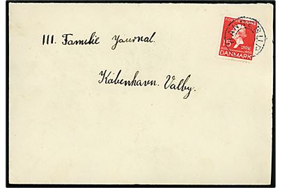 15 øre H. C. Andersen på brev annulleret med udslebet stjernestempel HANNERUP til København.