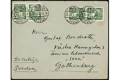 10 s. (4) på brev fra Liepaja d. 15.4.1935 til Göteborg, Sverige.