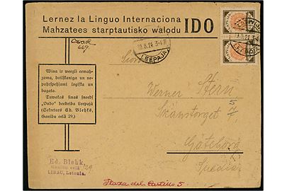 5 Rub. Soltegning i parstykke på brev fra Leepaja d. 19.8.1921 til Göteborg, Sverige.
