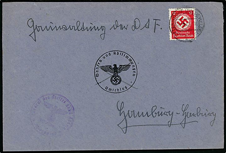 12 pfg. Tjenestemærke på brev fra Otterndorf (Niederelbe) d. 30.12.1942 til Hamburg.