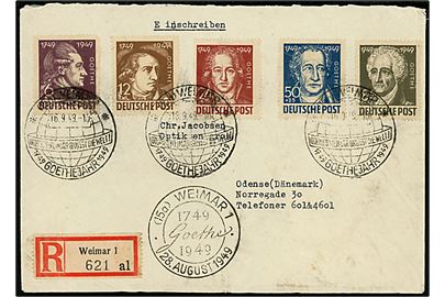 Komplet sæt Goethe udg. på anbefalet brev fra WEimar d. 16.9.1949 til Odense, Danmark.