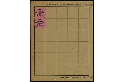 Java-Brænderiet Rabatbog udstedt i Aarhus 1940 med to stk. 5 øre rabatmærker. 